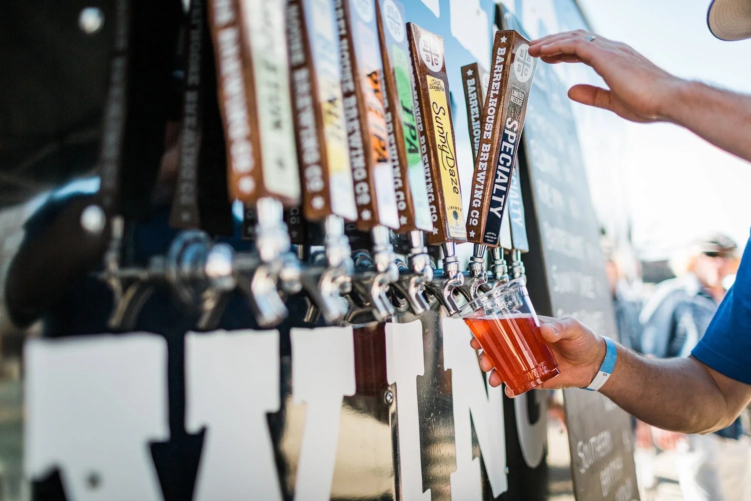 Pouring a fresh pour from the BarrelHouse Brewing Co tap line, Paso Robles